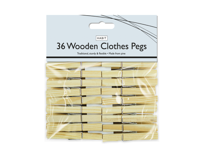 Wooden Clothes Pegs - 36 Pack Wooden Clothes Pegs - 36 Pack
