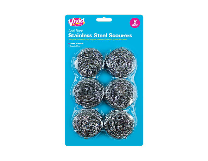 Stainless Steel Scourers - 6 Pack