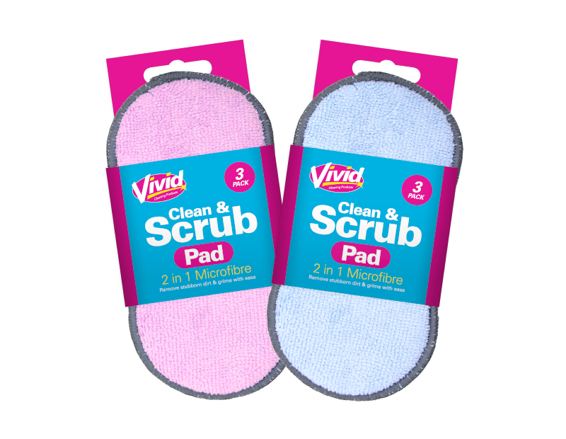 2 in 1 Clean & Scrub Pad - 3 Pack Microfibre Cleaning Pad