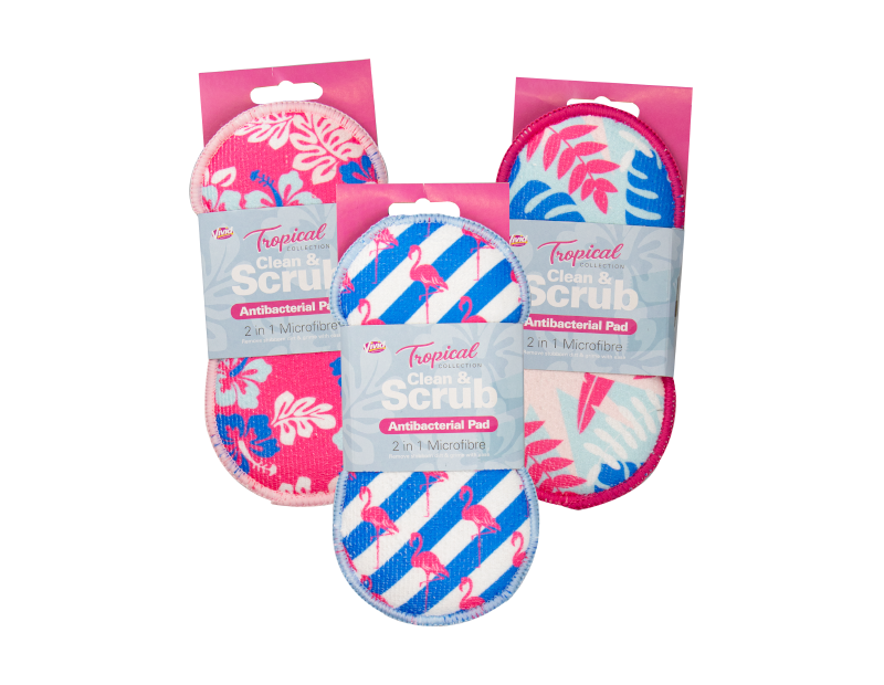 2 in 1 Antibacterial Microfibre Cleaning Pad - Tropical 2 in 1 Antibacterial Microfibre Cleaning Pad - Tropical