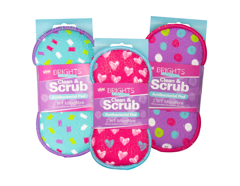 2 in 1 Antibacterial Microfibre Cleaning Pad - Brights 2 in 1 Antibacterial Microfibre Cleaning Pad - Brights