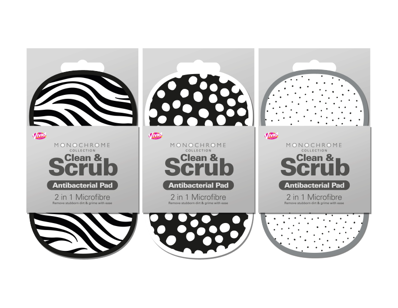 2 in 1 Antibacterial Scrubbing Pad - Monochrome 2 in 1 Antibacterial Scrubbing Pad - Monochrome