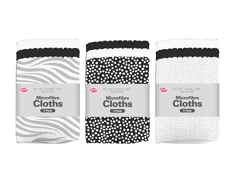 Monochrome Microfibre Cloths - 3 Pack Monochrome Microfibre Cloths - 3 Pack
