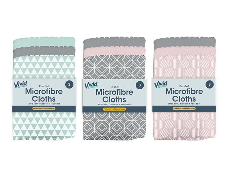 Pastel Microfibre Cloths - 3 Pack Pastel Microfibre Cloths - 3 Pack
