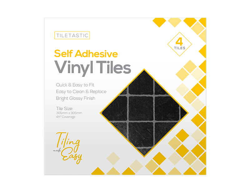 Dark Square Self Adhesive Vinyl Tiles - 4 Pack Dark Square Self Adhesive Vinyl Tiles - 4 Pack