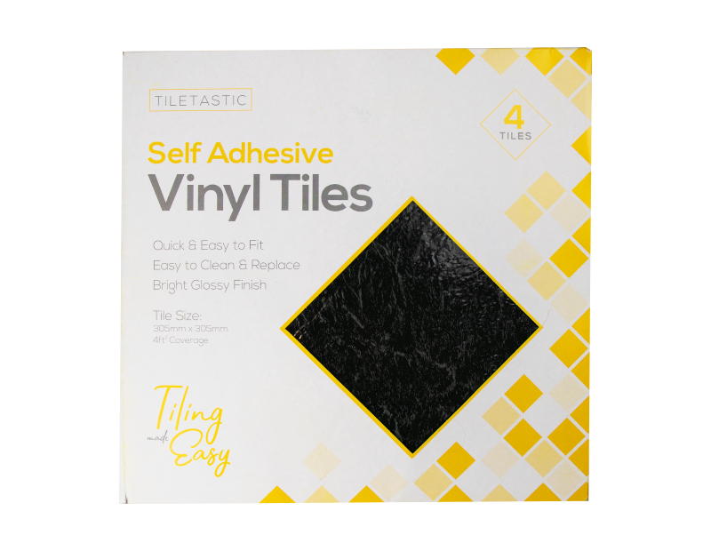 Dark Slate Self Adhesive Vinyl Floor Tiles - 4 Pack