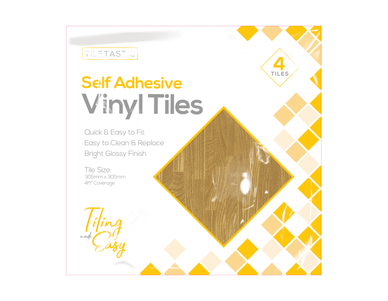 Oak Wood Self Adhesive Vinyl Floor Tiles - 4 Pack