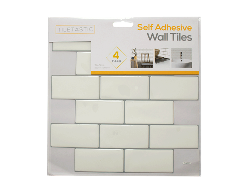 White Brick Self Adhesive Wall Tile - 4 Pack