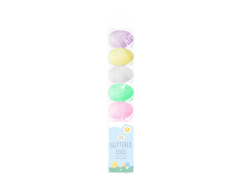 Hanging Glitter Easter Egg Decorations - 8 Pack