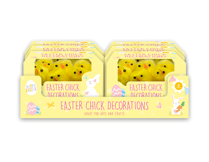 Easter Chick Decorations Easter Chick Decorations 4cm - 6 Pack (With PDQ)