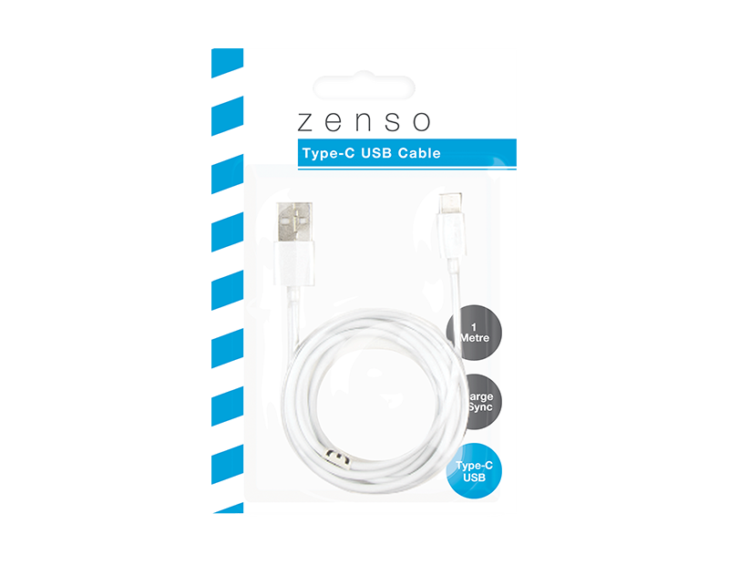 White USB Cable Type C 1m