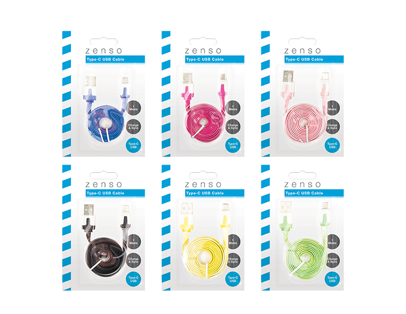 Coloured Flat USB Cable Type C 1m Coloured Flat USB Cable Type C 1m