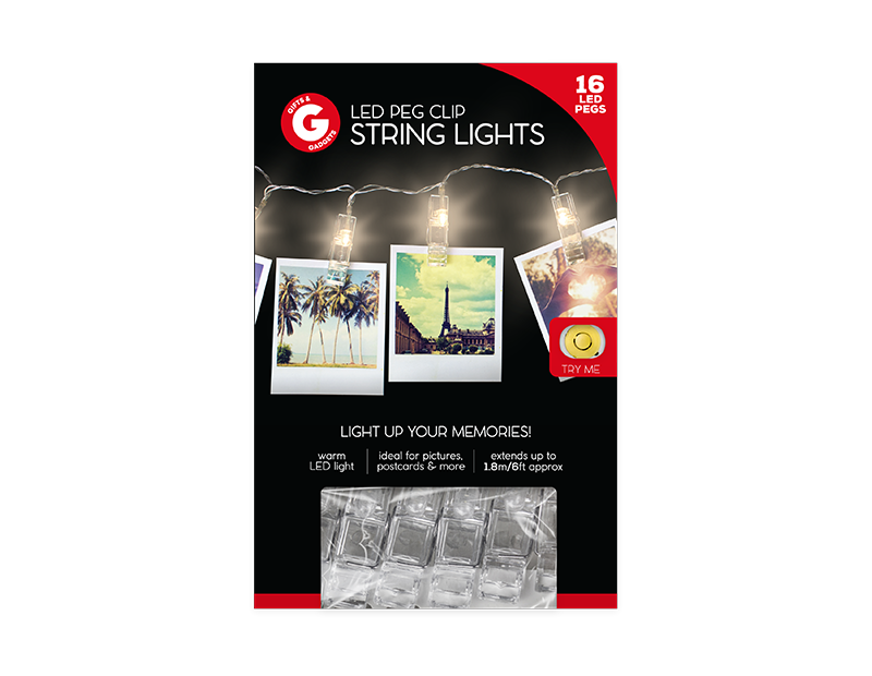 LED Peg Clip String Lights - 16 Piece LED Peg Clip String Lights - 16 Piece