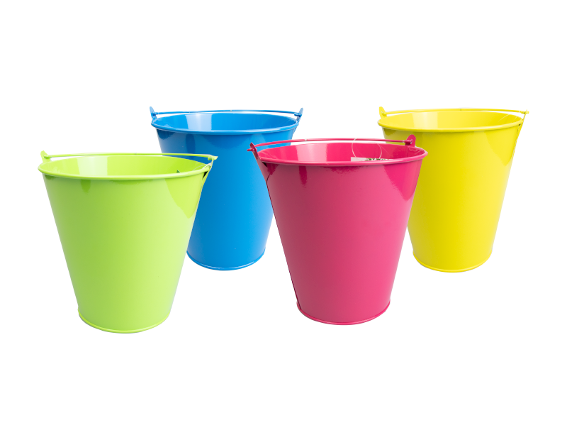 Round Tin Bucket Planter Round Tin Bucket Planter