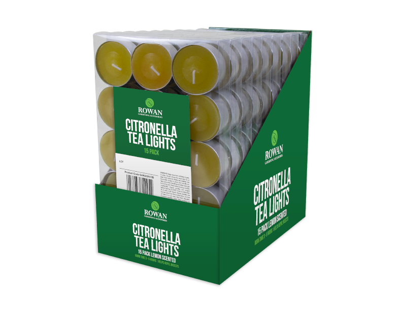 Citronella Tea Light Candles - 15 Pack (With PDQ) Citronella Tealight Candles