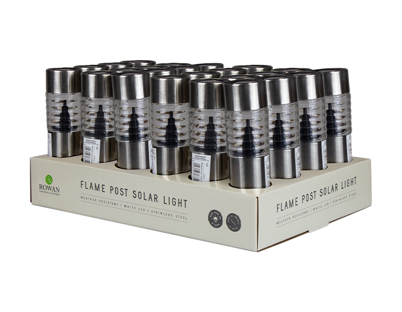 Solar Stainless Steel Flame Post Light PDQ