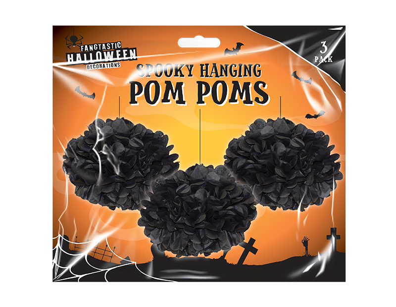 Halloween Pom Poms Decorations - 3 Pack Halloween Pom Poms Decorations - 3 Pack