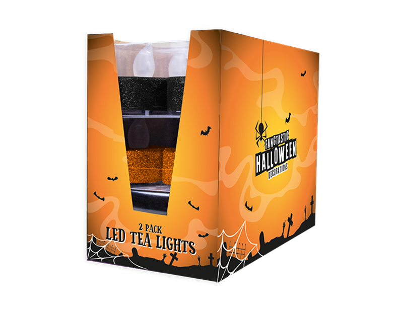 Halloween Glitter LED Tealights - 2 Pack (With PDQ) Halloween Glitter LED Tealights - 2 Pack (With PDQ)