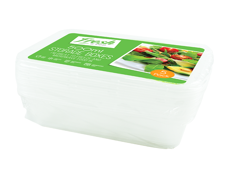 Food Storage Boxes 500ml - 5 Pack