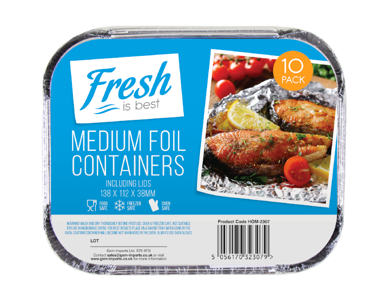 Medium Foil Containers & Lids - 10 Pack Medium Foil Containers & Lids - 10 Pack