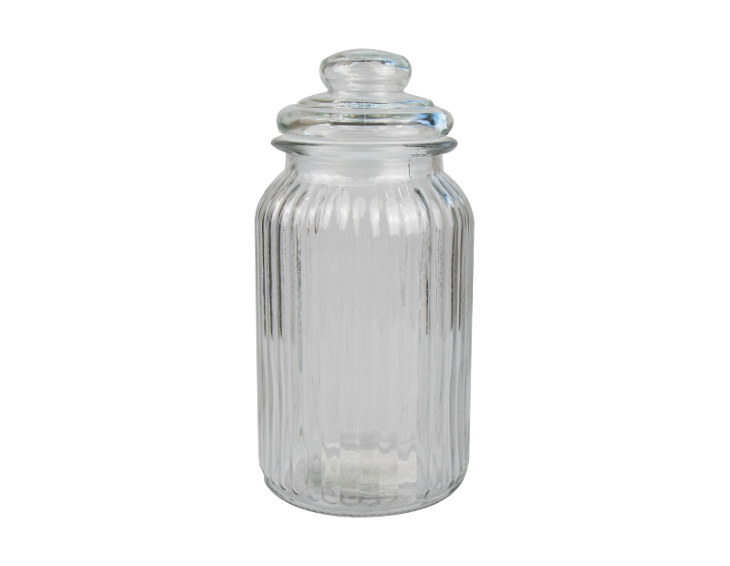 Ribbed Glass Jar with Lid 1295ml