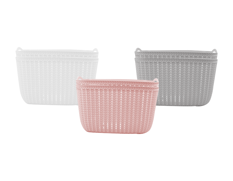 Plastic Woven Effect Basket Small 2pk - Trend Plastic Woven Effect Basket Small 2pk - Trend