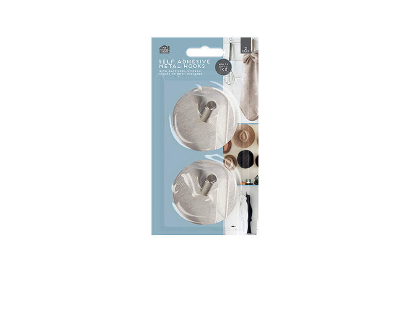 Metal Self-Adhesive Hooks 2pk