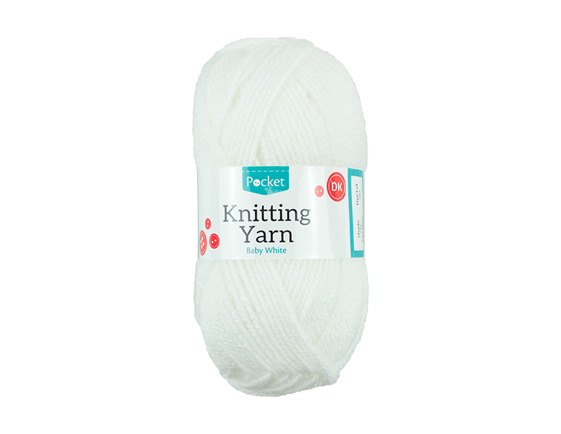 Baby White Acrylic Knitting Yarn 100g