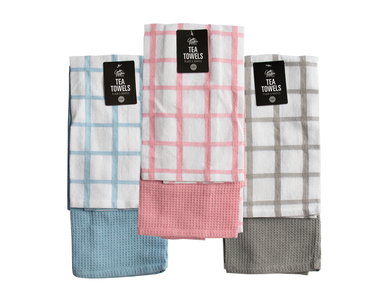 Plain & Waffle Tea Towels - 2 Pack Plain & Waffle Tea Towels - 2 Pack