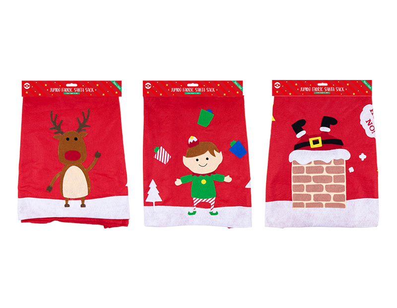 Jumbo Fabric Santa Sack 90cm x 60cm Jumbo Fabric Santa Sack 90cm x 60cm