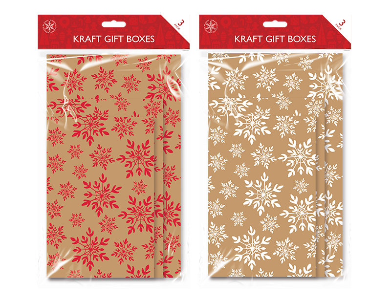 Kraft Printed Flat Pack Gift Boxes 3 Pack Kraft Printed Flat Pack Gift Boxes 3 Pack