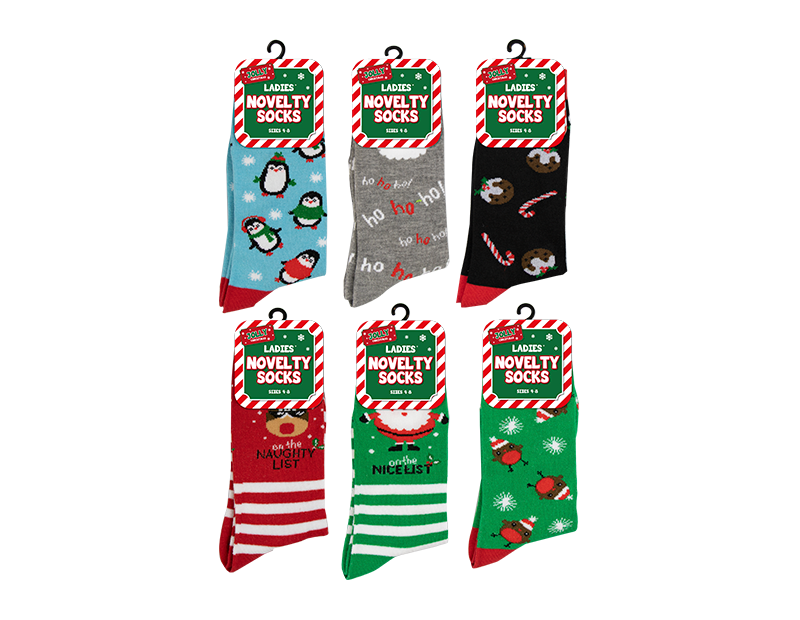 Ladies Novelty Christmas Socks 4-8 Ladies Novelty Christmas Socks 4-8