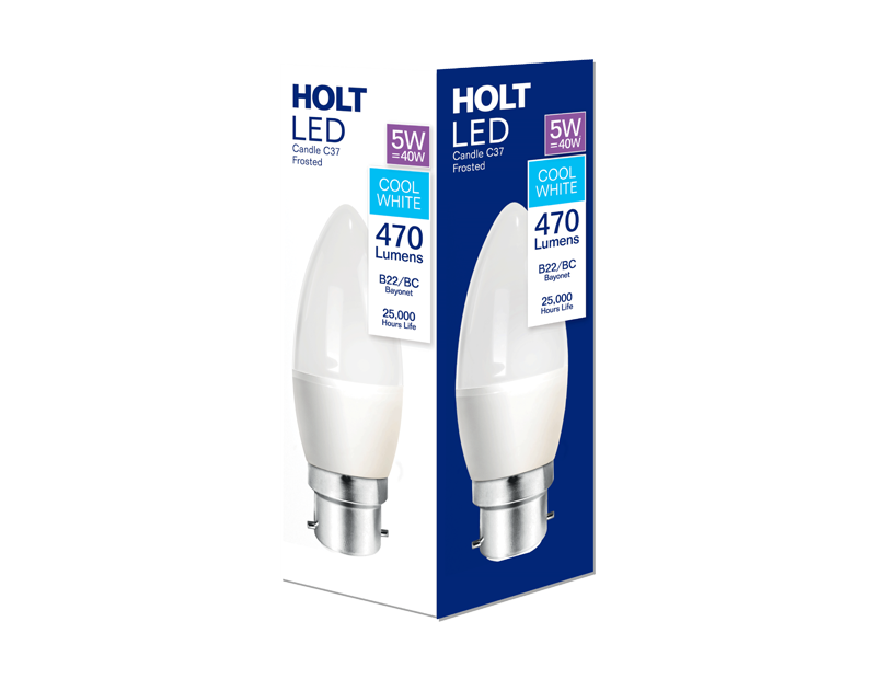LED Candle Bulb 5W C37 B22/BC Cool White