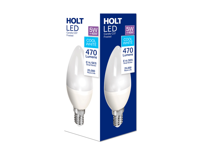 LED Candle Bulb 5W C37 E14/SES Cool White