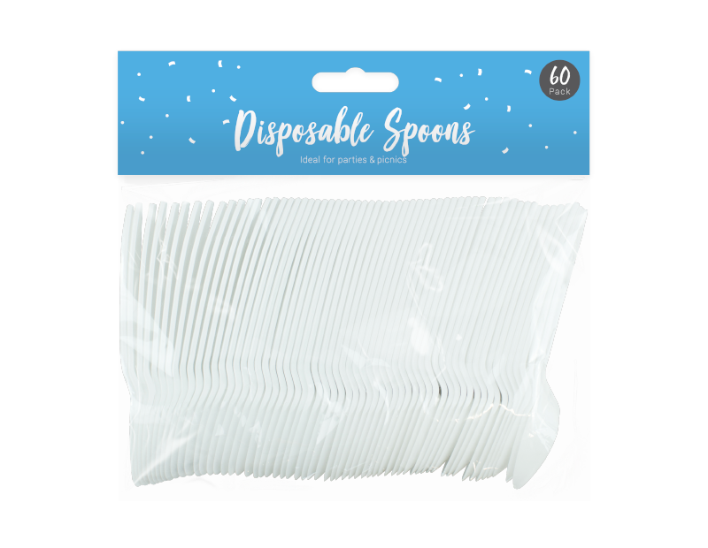 Disposable Plastic Spoons - 60 Pack