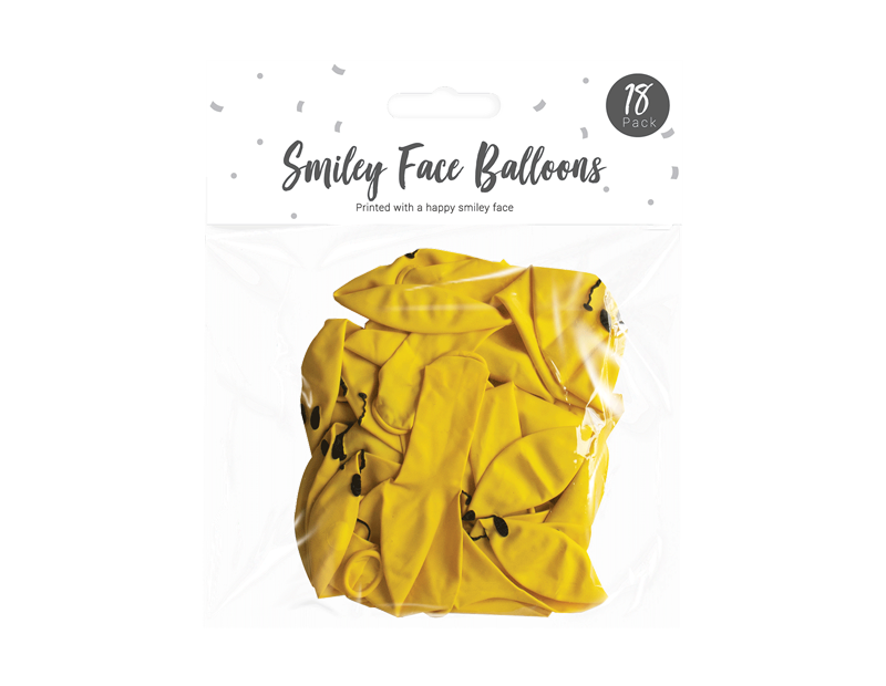 Smiley Face Balloons - 18 Pack