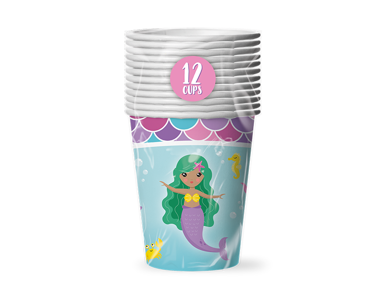 Mermaid Disposable Paper Cups - 12 Pack Mermaid Disposable Paper Cups - 12 Pack