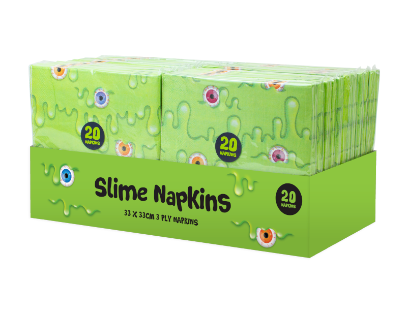 Slime Paper Napkins 3 Ply - 20 Pack (With PDQ) Slime Paper Napkins 3 Ply - 20 Pack