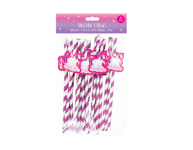 Unicorn Novelty Paper Straws - 20 Pack Unicorn Novelty Paper Straws - 20 Pack