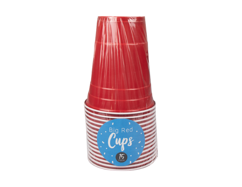 Red Plastic Cups 18oz - 15 Pack