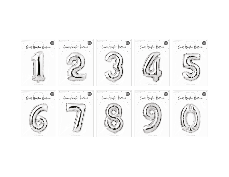 Silver Foil Number Balloon 65cm Silver Foil Number Balloon 65cm