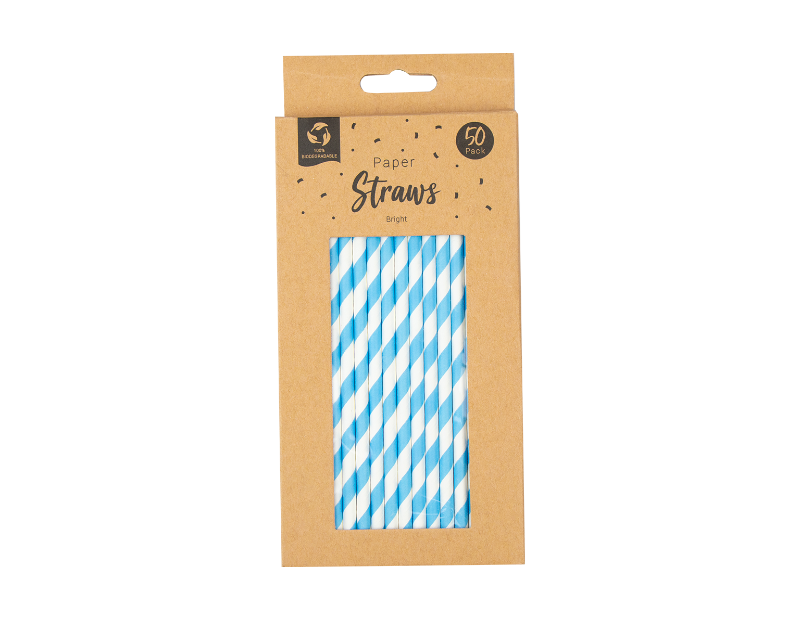 Paper Straws Bright - 50 Pack Paper Straws Bright - 50 Pack