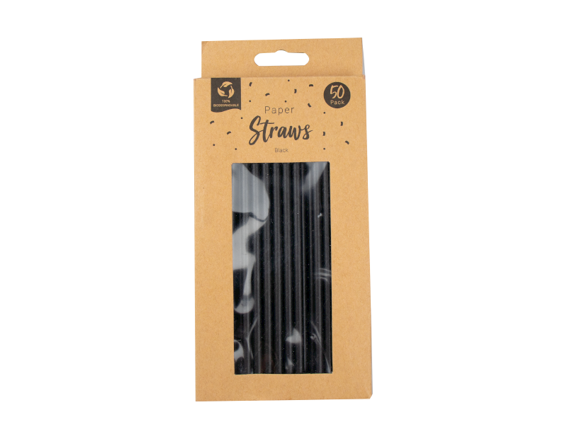 Paper Straws Black - 50 Pack
