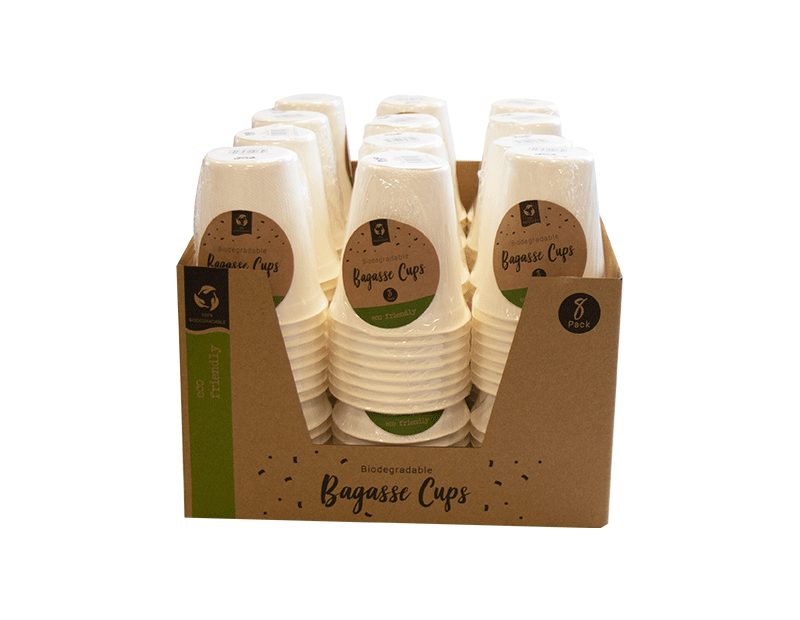 Biodegradable Bagasse Cups - 8 Pack (with PDQ) Biodegradable Bagasse Cups - 8 Pack (with PDQ)