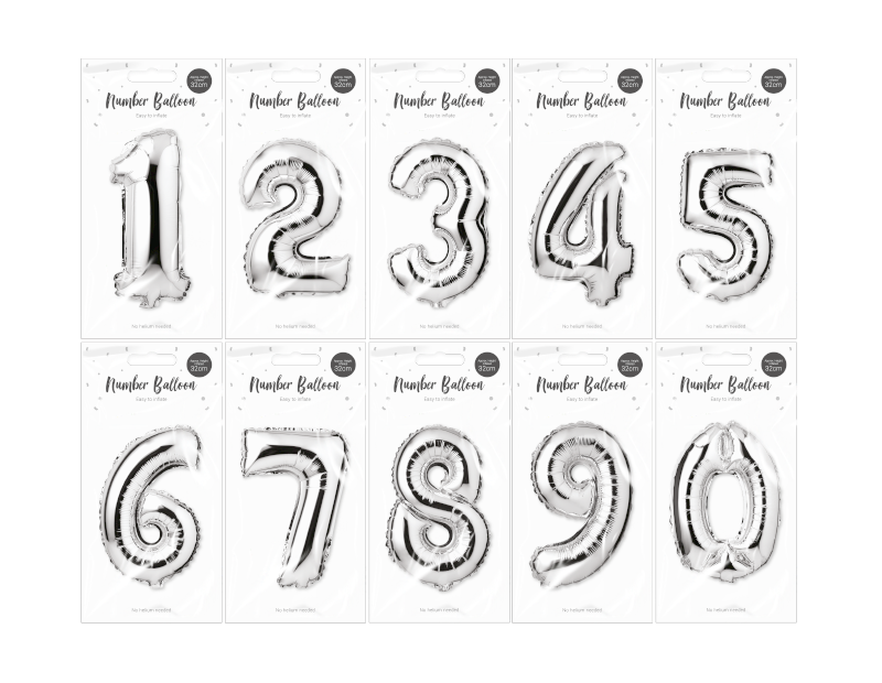 Silver Foil Number Balloon 32cm Silver Foil Number Balloon 32cm