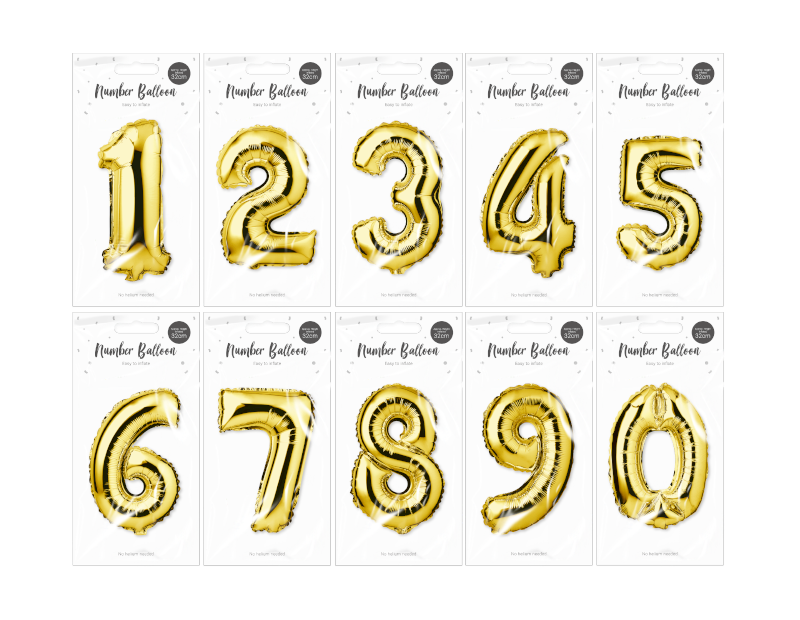 Gold Foil Number Balloon 32cm Gold Foil Number Balloon 32cm