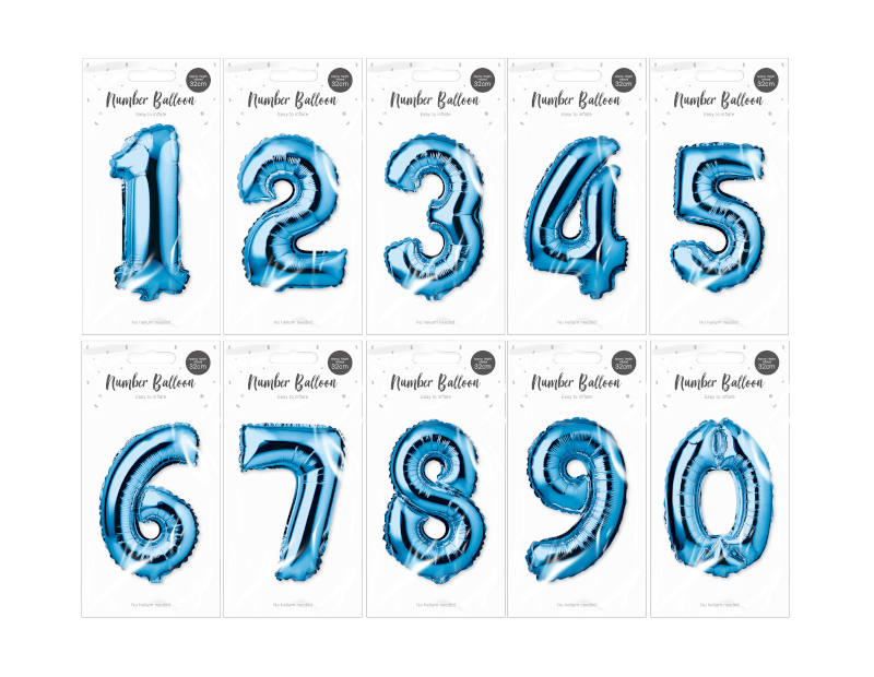 Blue Foil Number Balloon 32cm Blue Foil Number Balloon 32cm