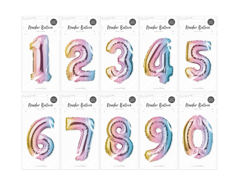 Multicoloured Foil Number Balloon 32cm Multicoloured Foil Number Balloon 32cm