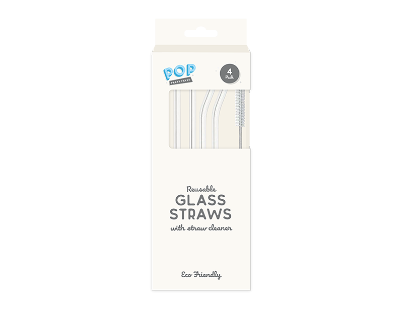 Reusable Glass Straws - 4 Pack