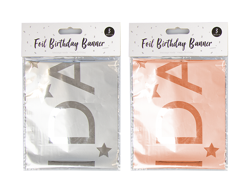 Metallic Foil Happy Birthday Banner 3m Metallic Foil Happy Birthday Banner 3m